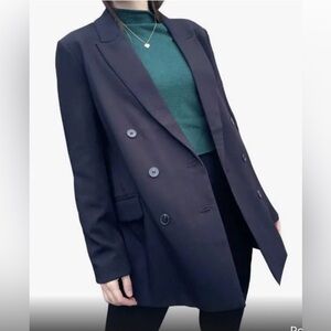 Joie Black Double Breasted Relaxed Tuxedo Fit Blazer Sz *L/XL